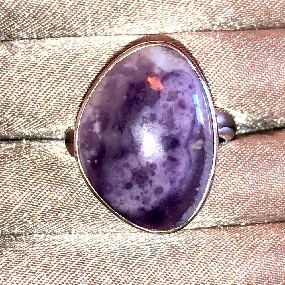 Sterling silver and genuine Morado Opal/Violet Flame Opal Adjustable in size